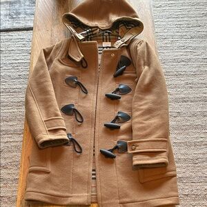Burberry Women's Wool Tan Duffle Coat Size 8 Light Weight